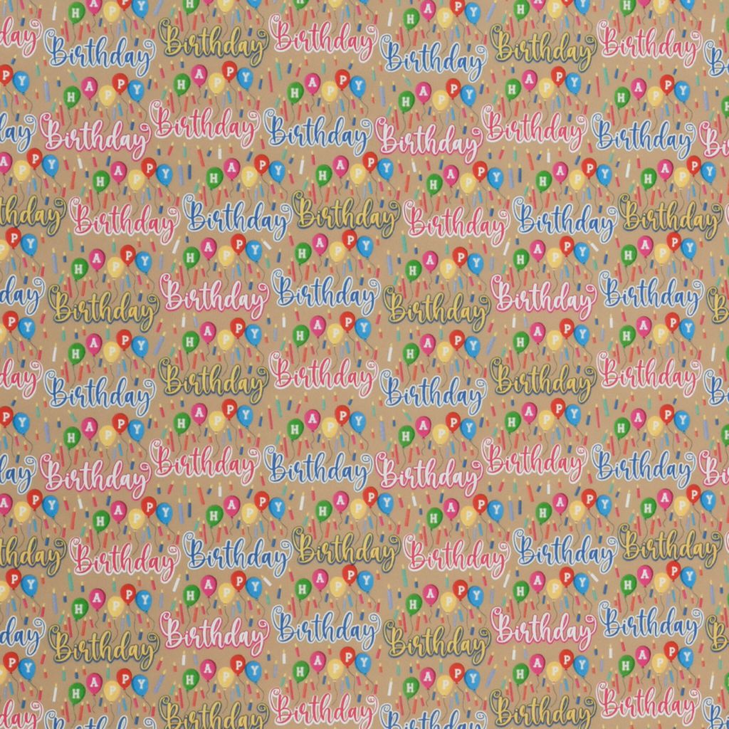 Geschenkpapier Happy Birthday 70cm x 2m Rolle Gold / Bunt