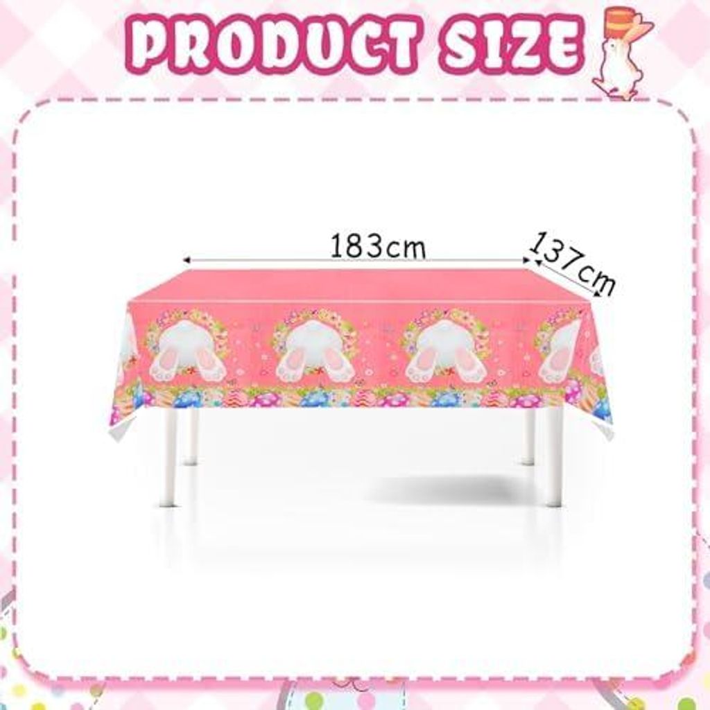 Tourima Ostertischdecke 137*183 cm Rosa Osterhase - Tischdecke Ostern Kinder, Oster Tischdeko & Ostern Deko Tisch, Easter Table Cloth für Osterges...