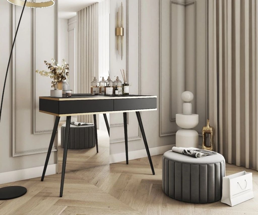 Konsolentisch JENY - schwarz / gold / schwarze Beine