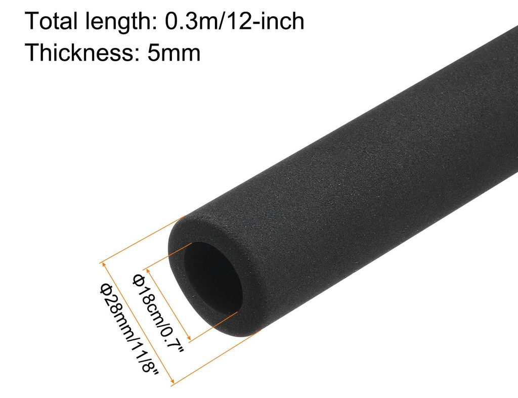 1 x 300mm Rohrisolierung Schaumstoff, Durchmesser 18mm Isolierst?rke 10mm Heizungsrohr Verkleidung fš¹r Fitnessger?te, Rohre, Handhaben (Schwarz)