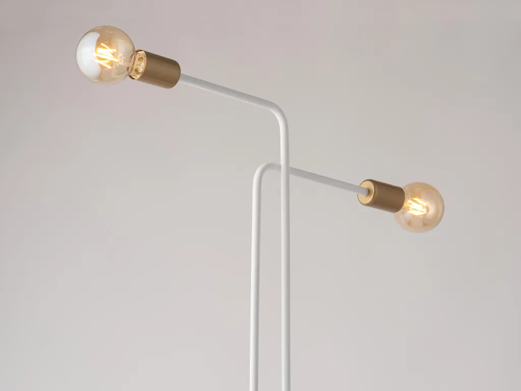 Lampadaire double moderne Gino Sigma blanc doré 2 têtes E27 LED - 2