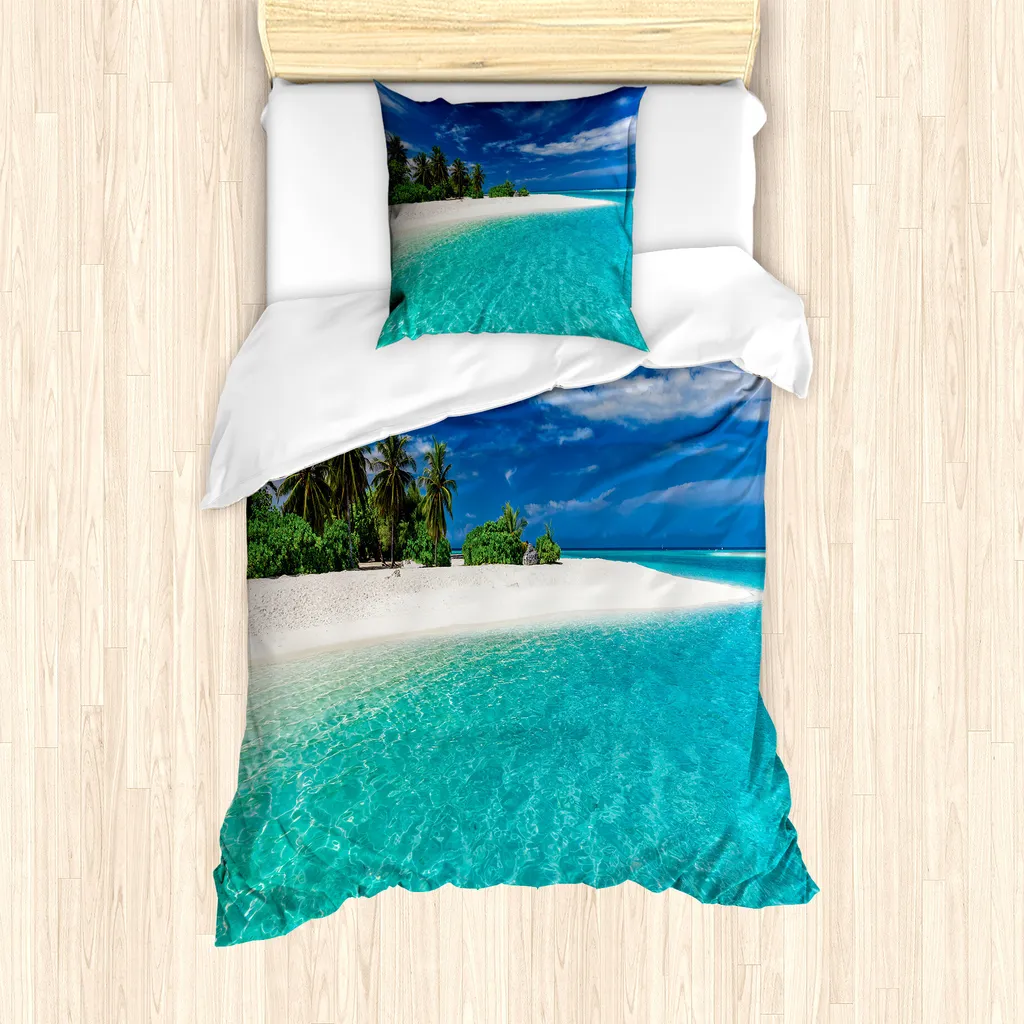 ABAKUHAUS Fidji Parure de Couette 135x200cm avec Taie d'Oreiller Bleu