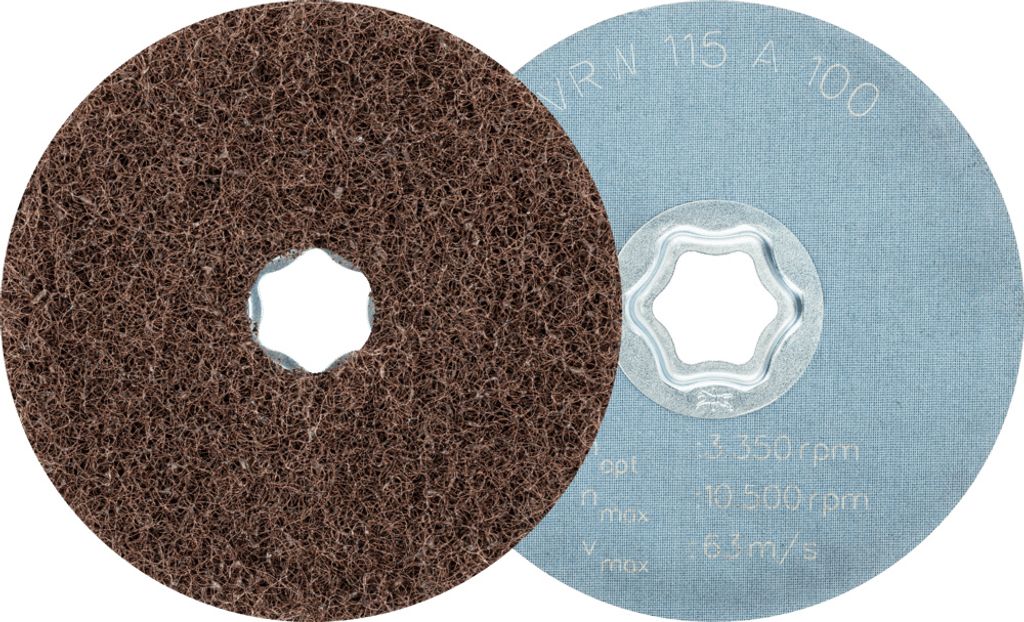 PFERD TOOLS COMBICLICK weiche Vliesronde CC Ø 115 mm A100 zum reinigen und satinieren mit Winkelschleifer