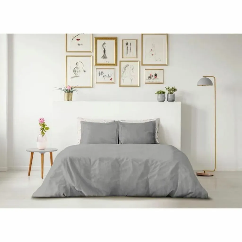 Couverture 100% coton Lovely Home 220x240 cm gris clair douce et durable - 2