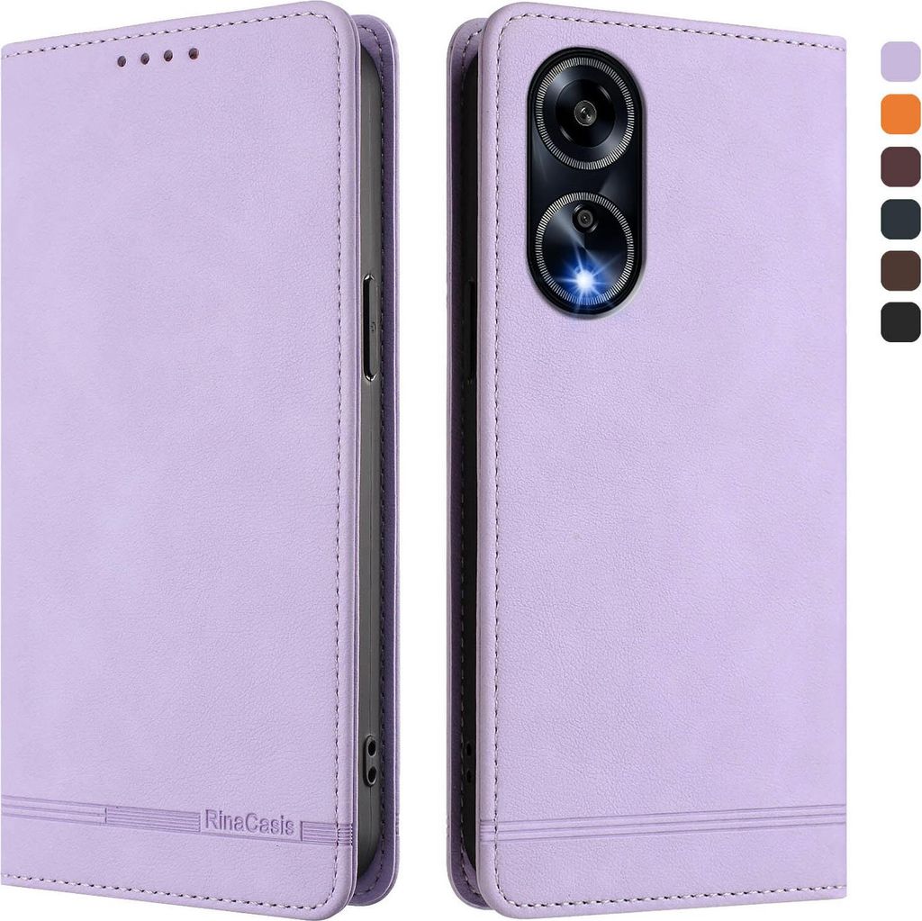 Hülle für Oppo A98 /Oppo A1 5G, Retro Kunstleder Ständer Klapphülle mit Kartenfächer und Magnetische Violett