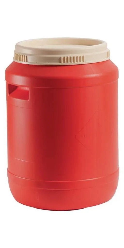 Bidon de stockage 60l en plastique orange avec couvercle et poignée