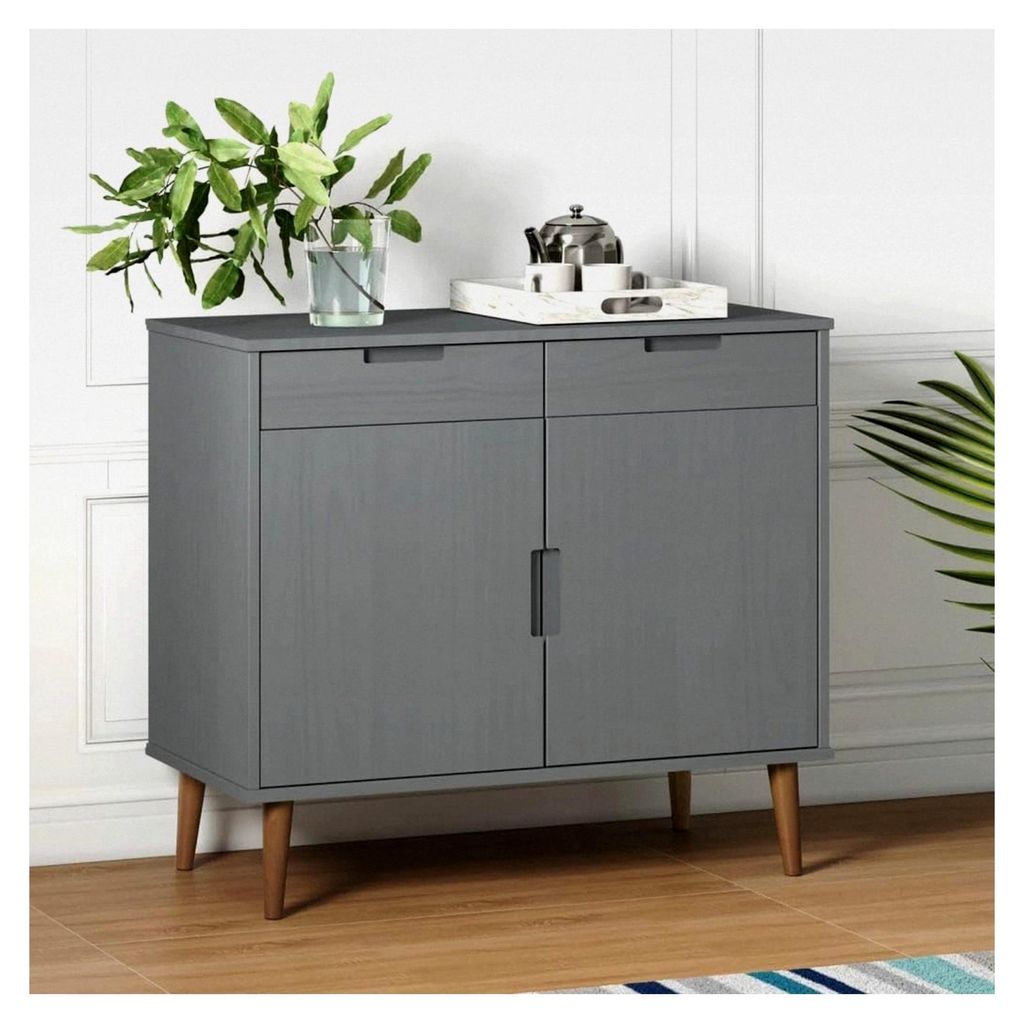 Sideboard MOLDE Grau 90x40x80cm aus massivem Kiefernholz