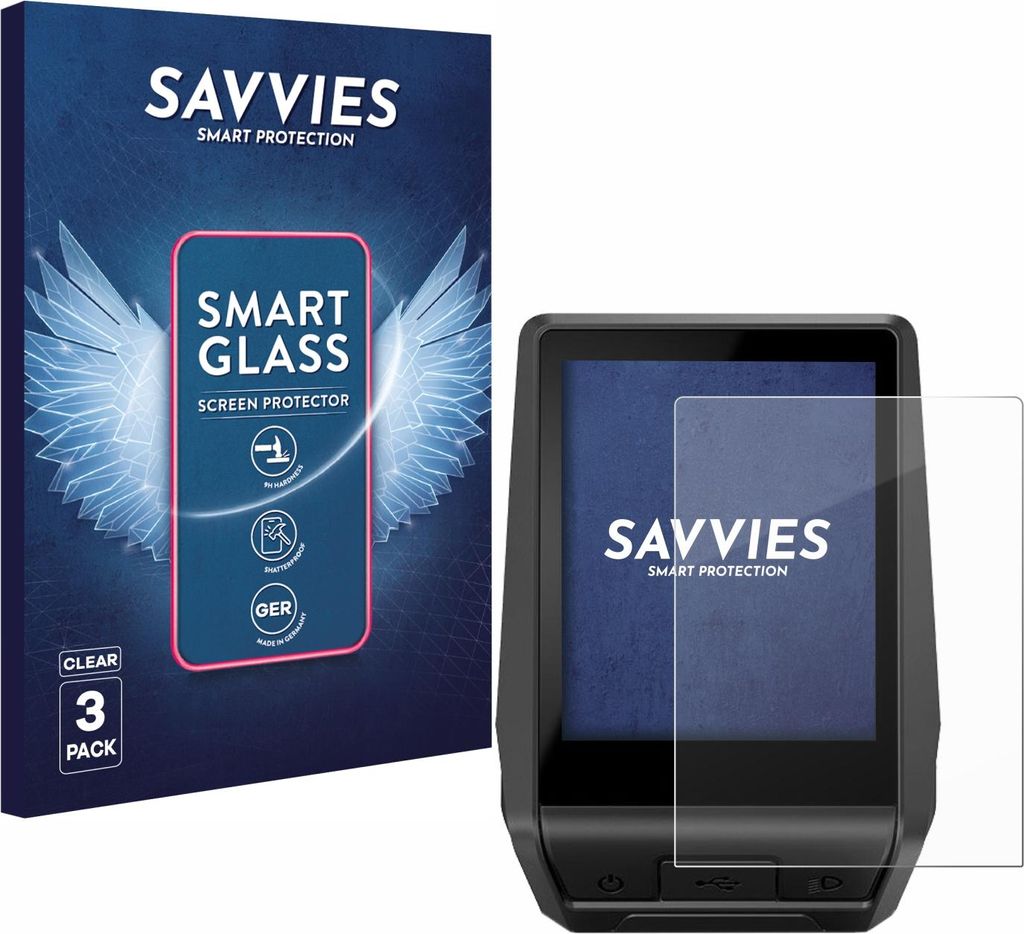 3x Savvies Schutzglas Folie für Bosch Nyon 2 2021 / Nyon 2020 9H Panzer Schutzfolie Glas Displayschutz klar transparent