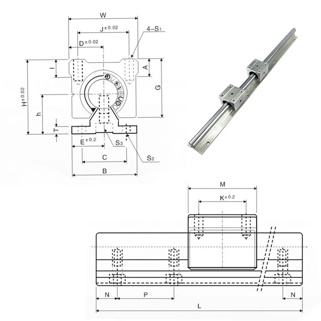 Rail linéaire pour table de fraisage et découpeur CNC SBR20 - 4