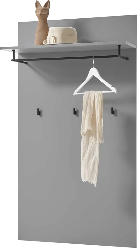 Portemanteau mural Seta 3 crochets avec tringle - Gris Brillant L60cm