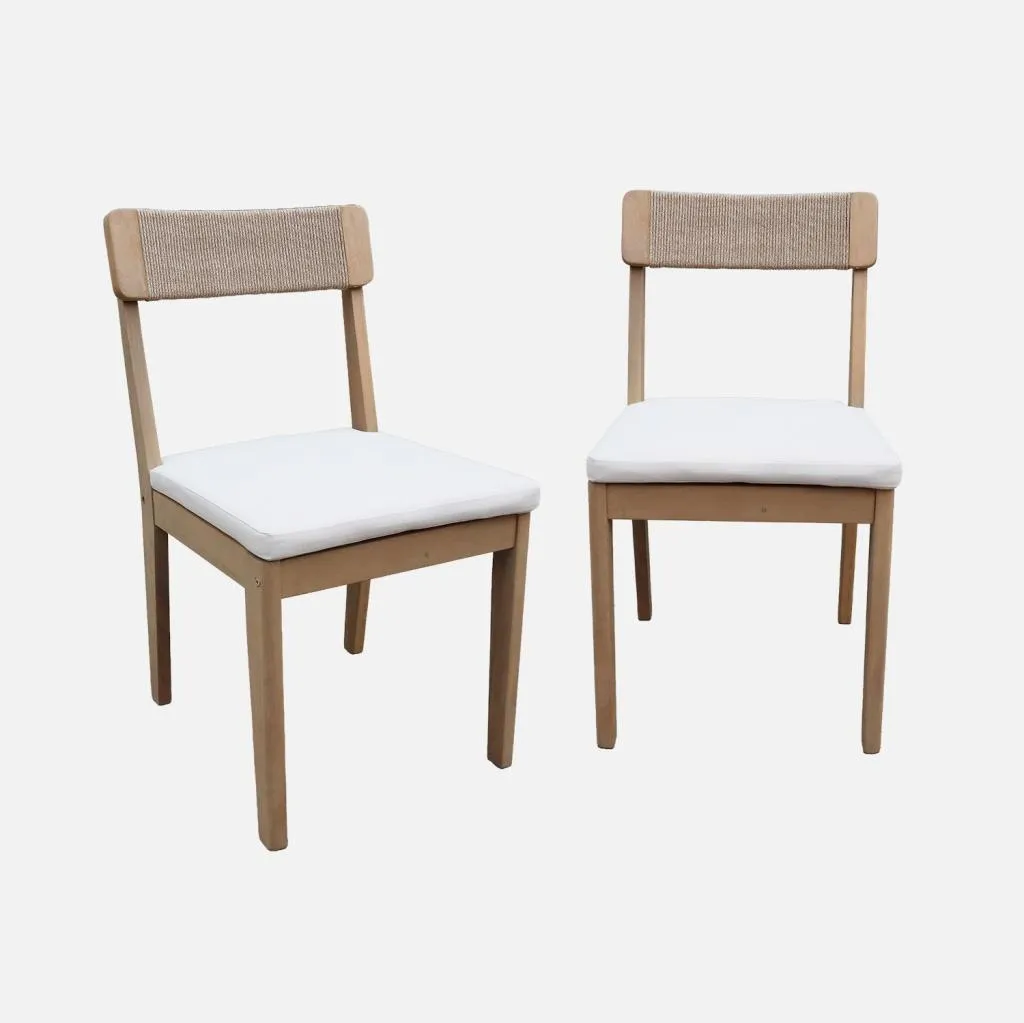 Set 2 Sedie Giardino Acacia e Corda Marrone Naturale - Offerta Online