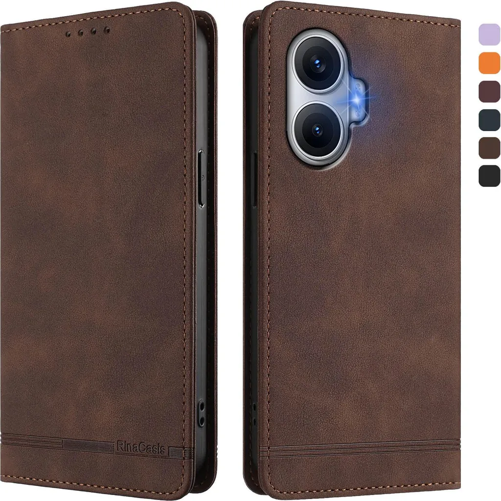 HAOYE Cover Per Xiaomi Poco F7 Pro In Silicone, Antiurto Con Bordi Rialzati E Angoli Rinforzati, Ricarica Wireless, Colore Marrone