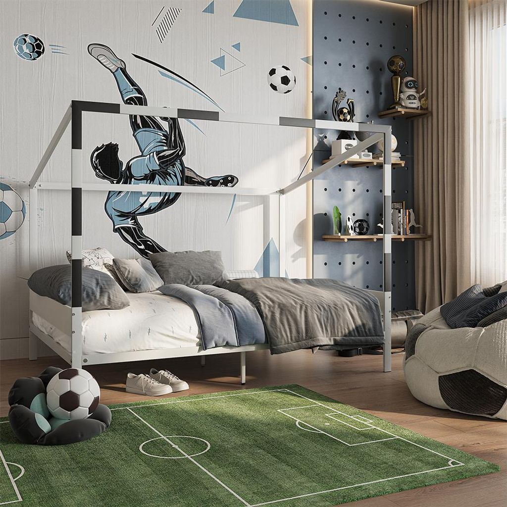 Kinderbett Vitalispa Goal Weiß/Schwarz 140x200, Model 61328 Produktbild 