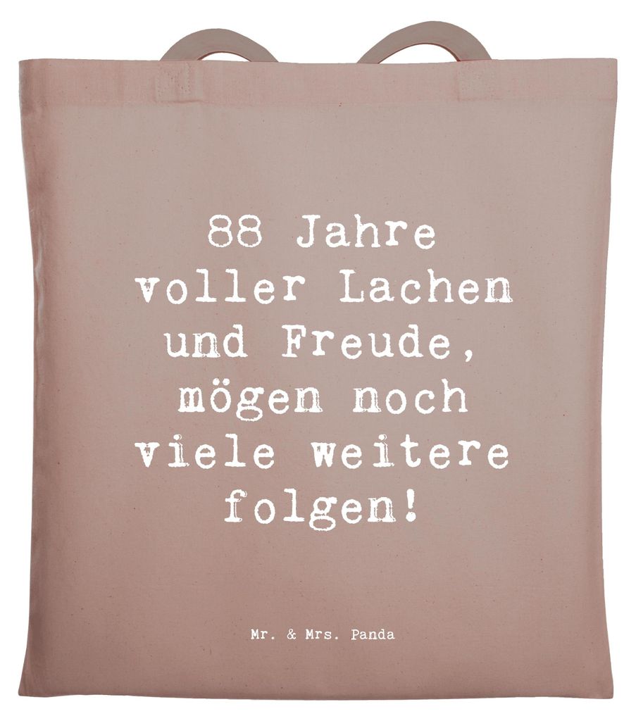 Mr. & Mrs. Panda Tote Bag Spruch 88. Geburtstag Freude - Braun Pastell - Geschenk, Baumwolltasche, Schultasche, Einkaufstüte, Geburtstagsgeschenk,...