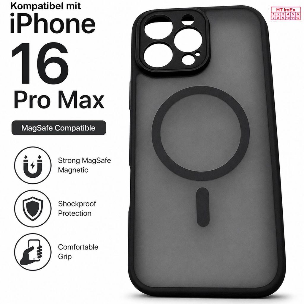 Hülle kompatibel mit iPhone 16 Pro Max MagSafe Stoßfest Klar Kamera Schutz