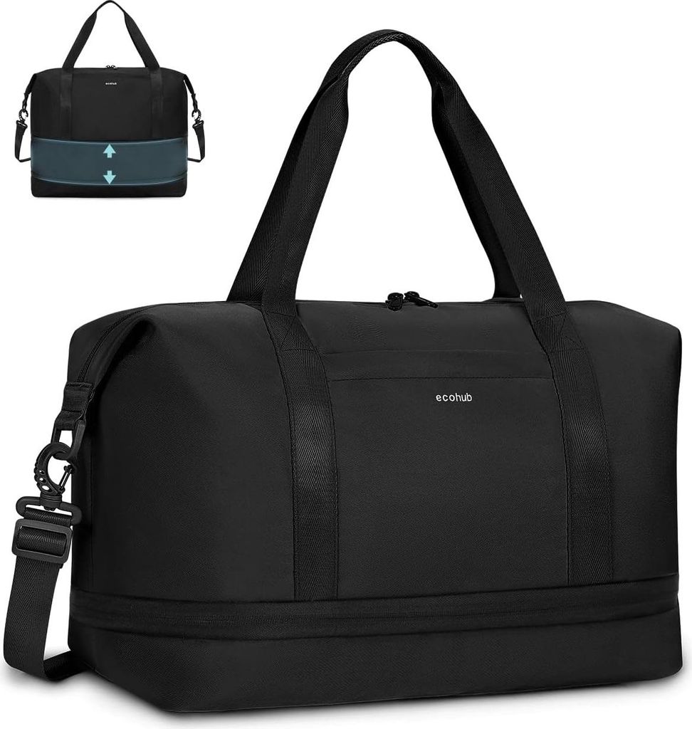 Handgepäck Tasche 40x20x25 cm - Erweiterbare Wasserdichte Reisetasche für Flugreisen - Faltbare Wochenendtasche mit Netzfach