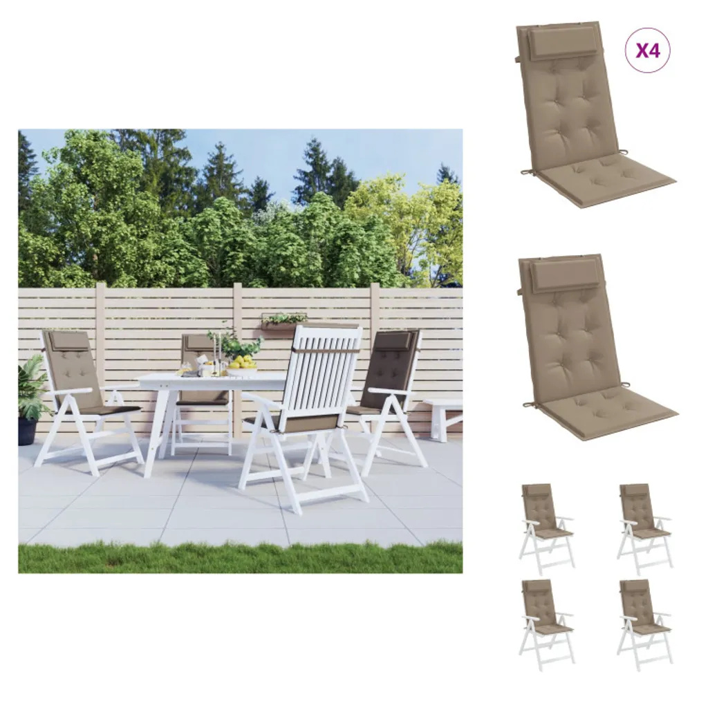 Cuscino vidaXL Oxford Taupe Set 4 pz | Per Sedie Schienale Alto