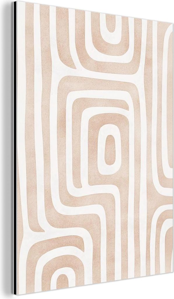 MuchoWow Wanddekoration Metall Metallbild Wandkunst 60x80 cm Dekorativ - Labyrinth - Beige MuchoWow Aluminium Gemälde - Wanddekoration Metall