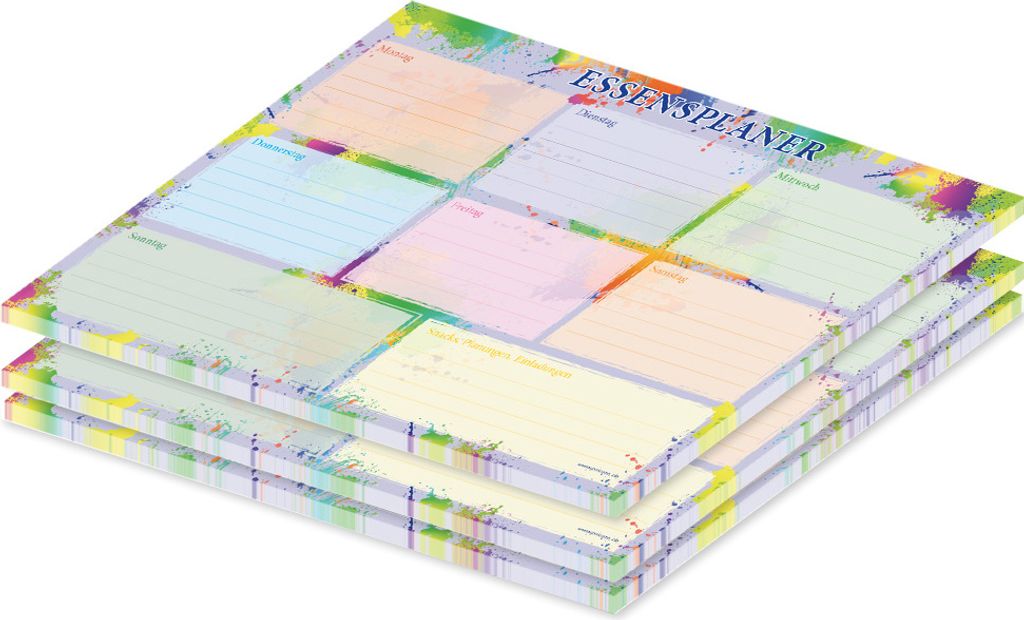 PRICARO Essensplaner "Splash", magnetisch, bunt, A4, 25 Blatt, 3 Stück