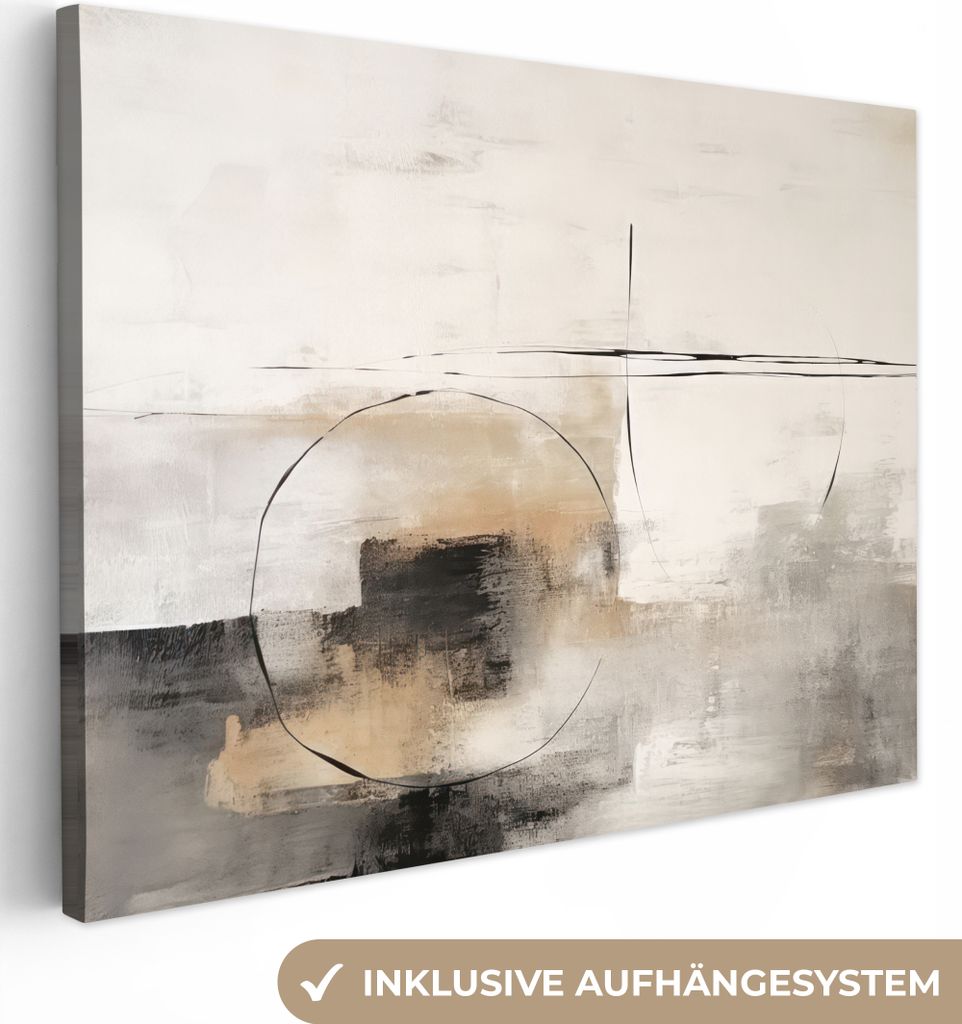 MuchoWow - Leinwandbilder - Kunst - Abstrakt - Grau - Industriell, Wandbild, Wanddeko Bilder Wohnzimmer, 80x60 cm