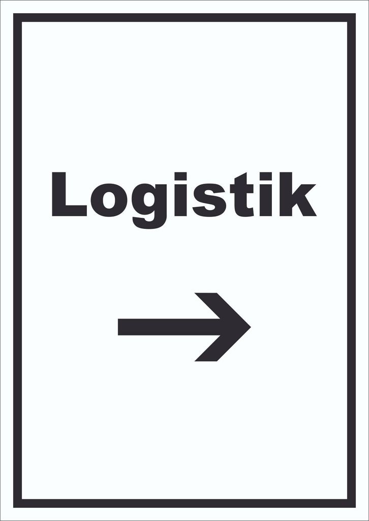 Logistik Schild mit Text und Richtungspfeil rechts Transport Versand hochkant A5 Rückseite selbstklebend
