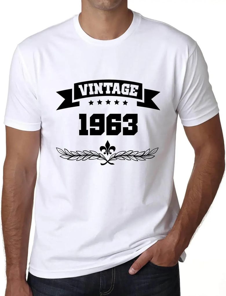Herren Grafik T-Shirt Lilienblüte Olivenzweig Vintage seit 1963 – Lily Flower, Olive Branch, Vintage Since 1963 – Geschenk 61. Geburtstag Jahr...