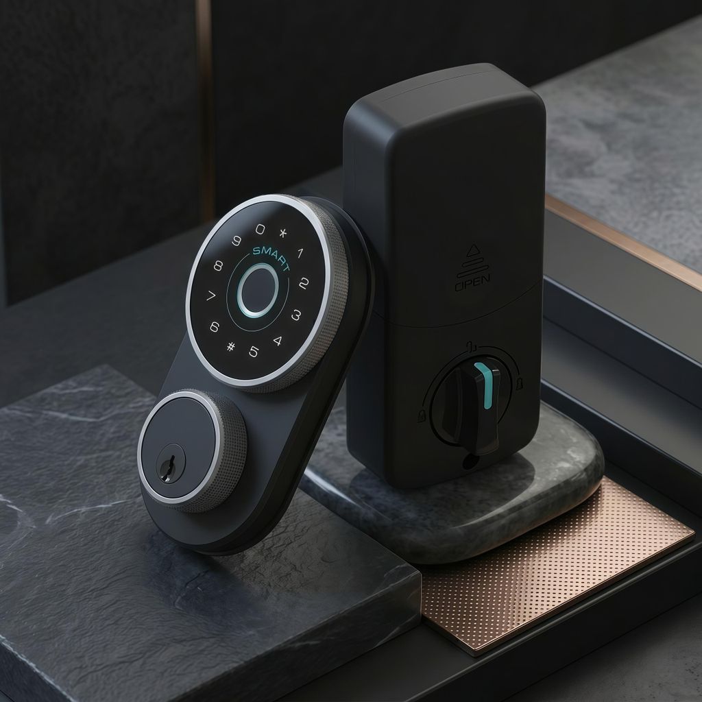 Smartes Türschloss, Fingerabdruck, APP Steuerung, Bluetooth, Automatische Verriegelung, USB Notstrom, Schlüsselloser Zugang, Modernes Design