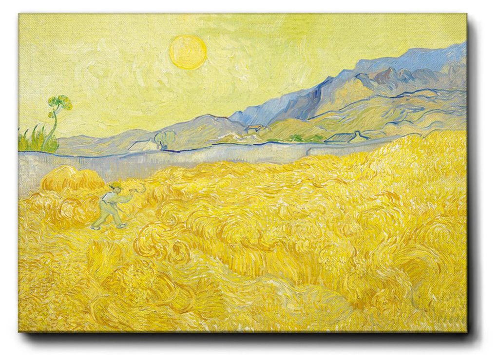 Giallobus - Weizenfeld mit Mäher - Vincent Van Gogh - 70L x 50B cm - Bild - Premium Loom Canvas mit hoher Dicke