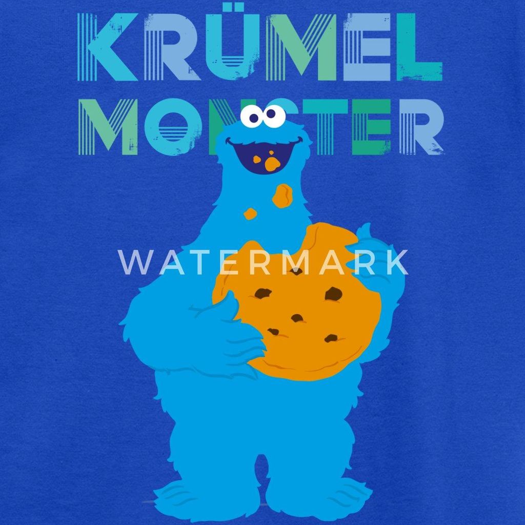 Spreadshirt Sesamstraße Krümelmonster Riesencookie Teenager T-Shirt, 152/164 (12-14 Jahre), Royalblau