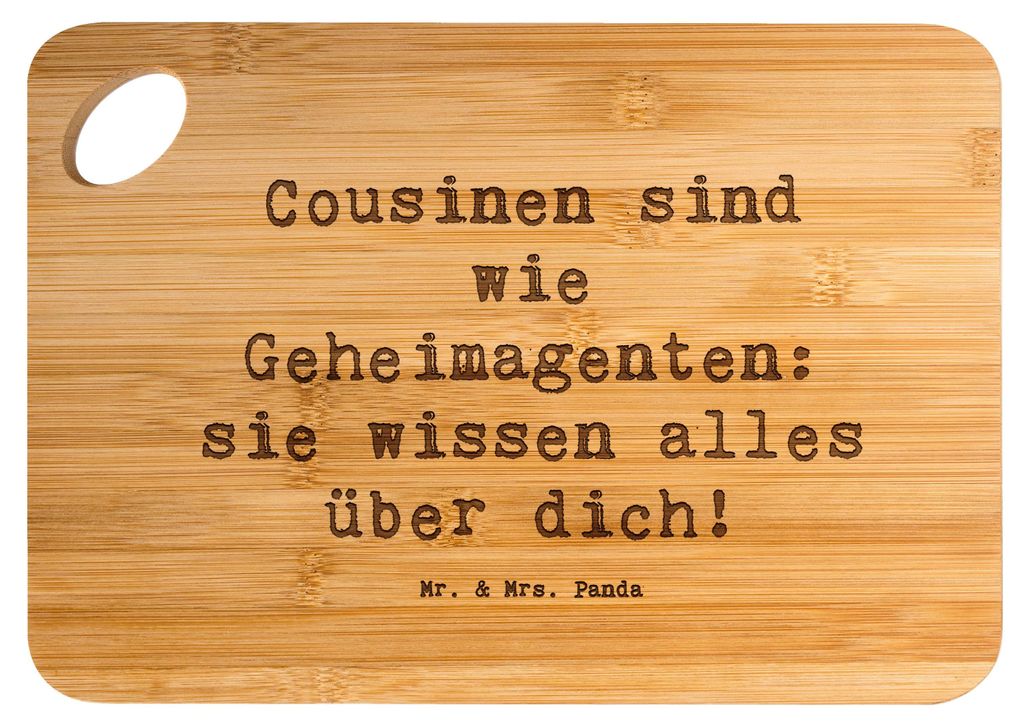 Mr. & Mrs. Panda Frühstücksbrett Spruch Cousinen Geheimagenten - Transparent - Geschenk, Familie, Brett, Hackbrett, Holzbrett, Verwandtschaft, Ki...