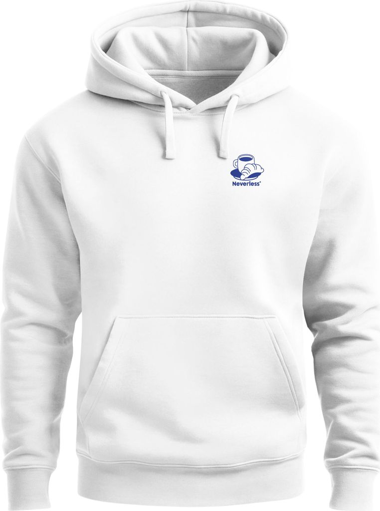 Herren Hoodie Backprint Coffee & Croissants | Frühstücks-Motiv Kapuzensweatshirt mit Print Schriftzug the breakfast of legends Neverless