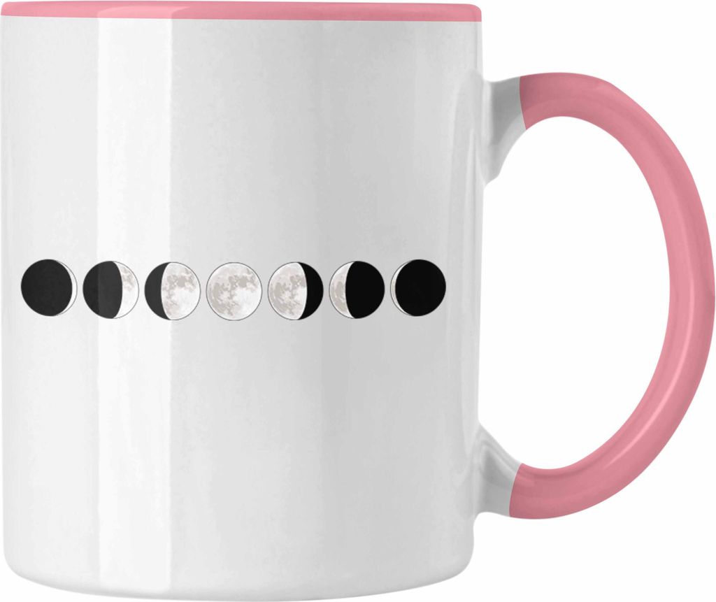 Trendation - Mondphasen Tasse Geschenk für Astronomie-Liebhaber (Rosa)
