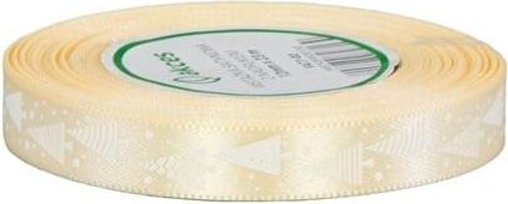 Cremefarbenes Weihnachtsband mit Weihnachtsbäumen 25 mm x 22 m