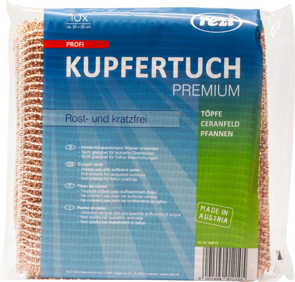 Kupferlappen Hotel ca.25x25cm 1ct - 10er Vorteilspack von Produktbild 