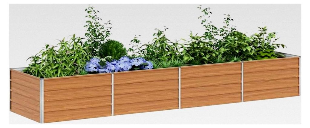 Hochbeet Hellbraun 320 x 80 x 45 cm aus verzinktem Stahl, Garten- und Terrassendesigns, urbaner Stil, robuste Möbel für den Außenbereich, prakti...