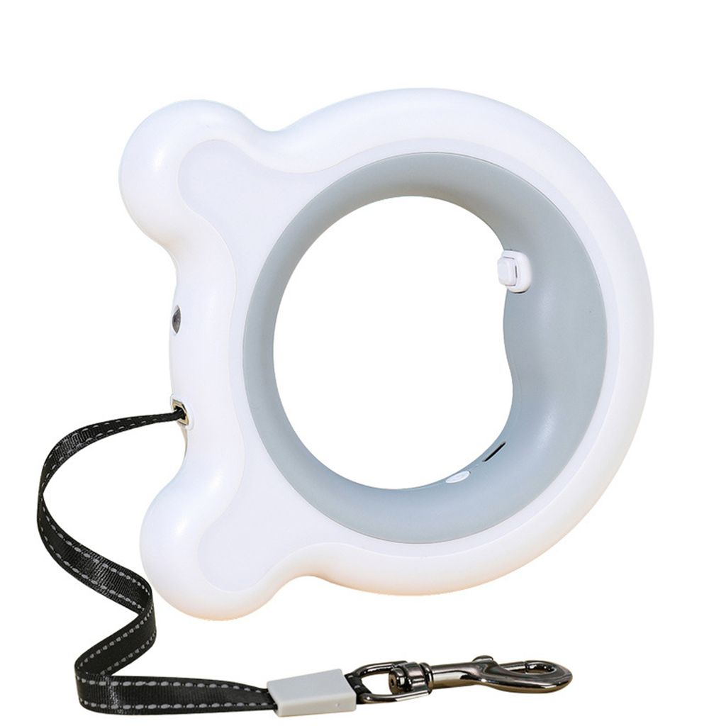 LED-Hundeleine Flexible Einziehbare Hundeleine Blinkende Haustier-Leine für Kleine und Mittelgroße Hunde Maximales Gewicht Bis 90kg Grau