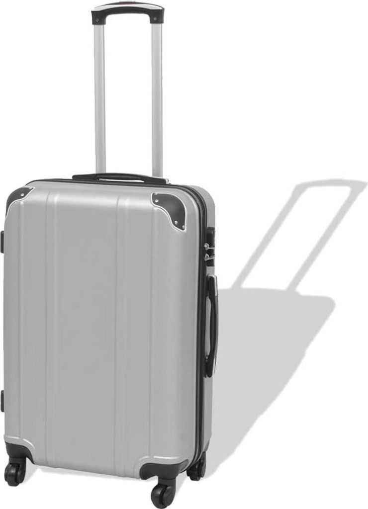 vidaXL Vierteiliges Hartschalen-Trolley-Set Silber Produktbild 