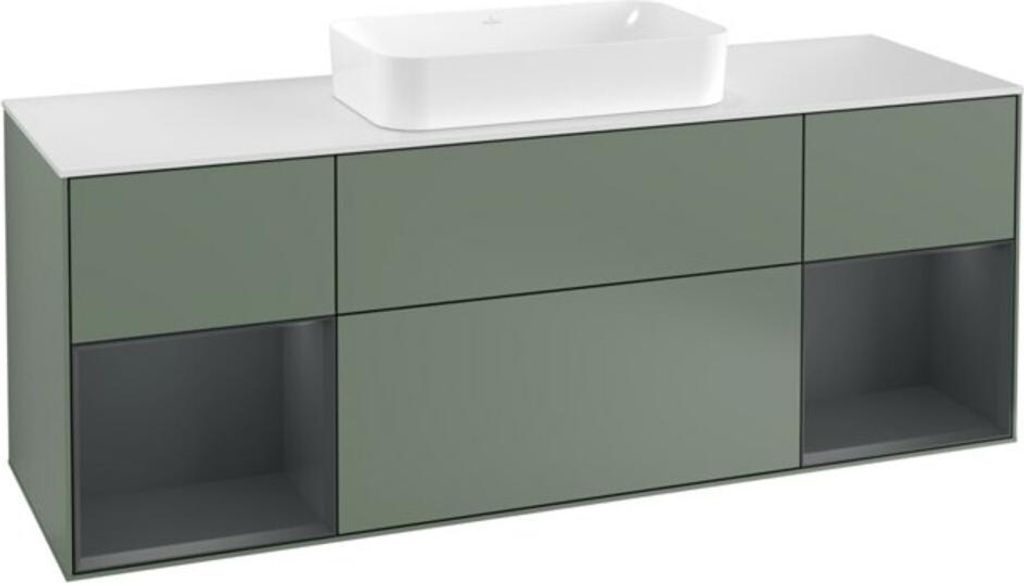 V&B Waschtischunterschrank Abdeckplatte wh. m Finion 160x60cm, Reg md m Lac, Oli. m Lacquer