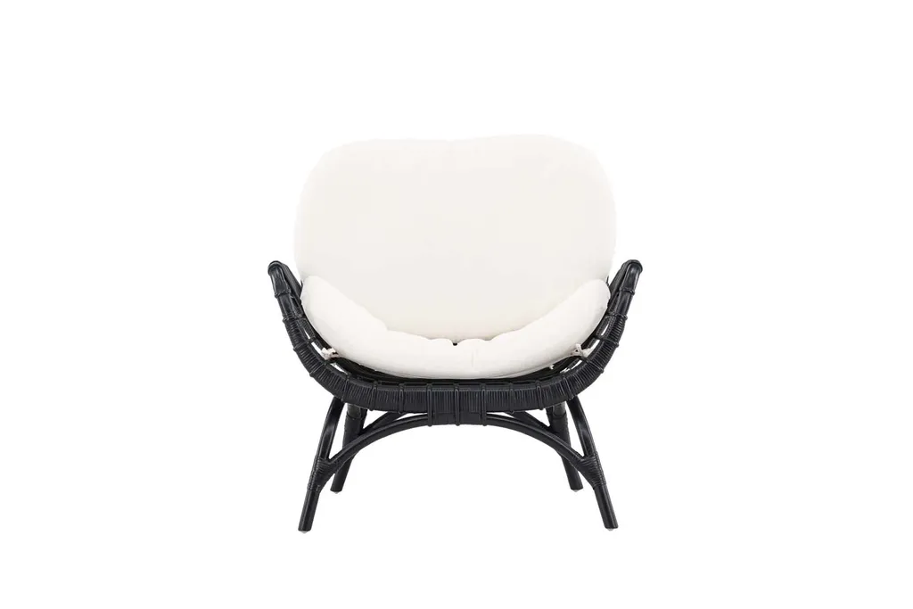 Chaise Longue Moana Anti-UV avec Coussin Noir Lavable pour Confort Durable