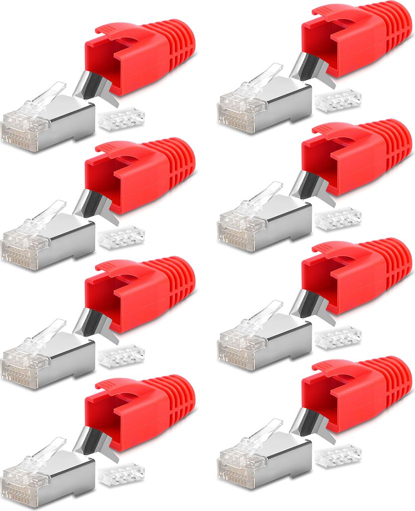 Netzwerk Stecker CAT7 CAT6A CAT6 CAT5 RJ45 8x Stecker Verlegekabel Knickschutz