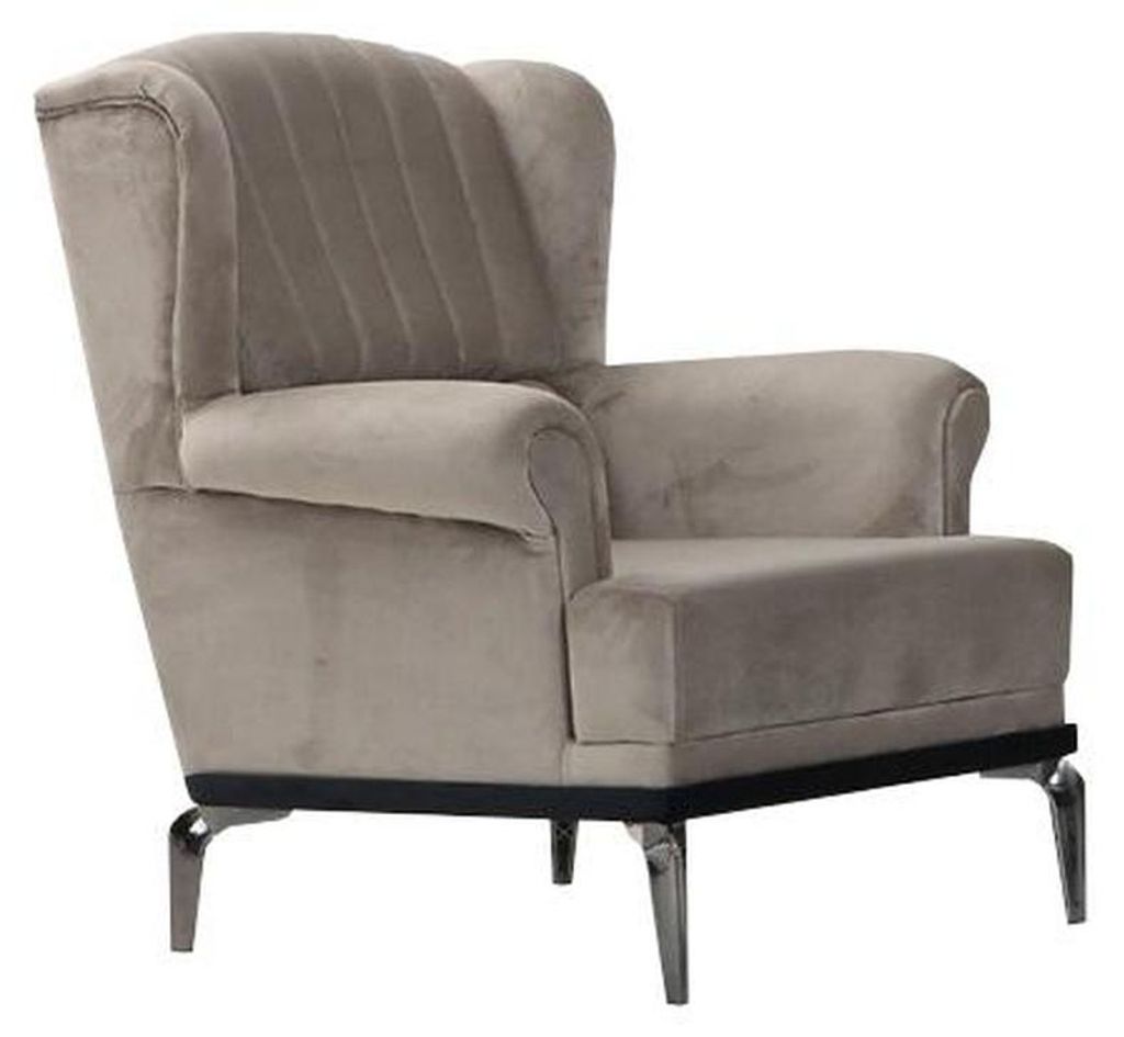 Exklusive Sessel Holz Design Wohnzimmer Möbel Beige farbe Luxus Stil
