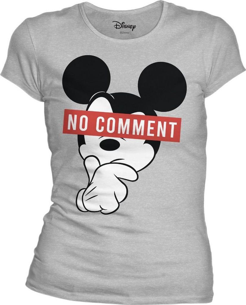 Mickey Mouse - "No Comment" T-Shirt für Damen CD379 (M) (Grau)