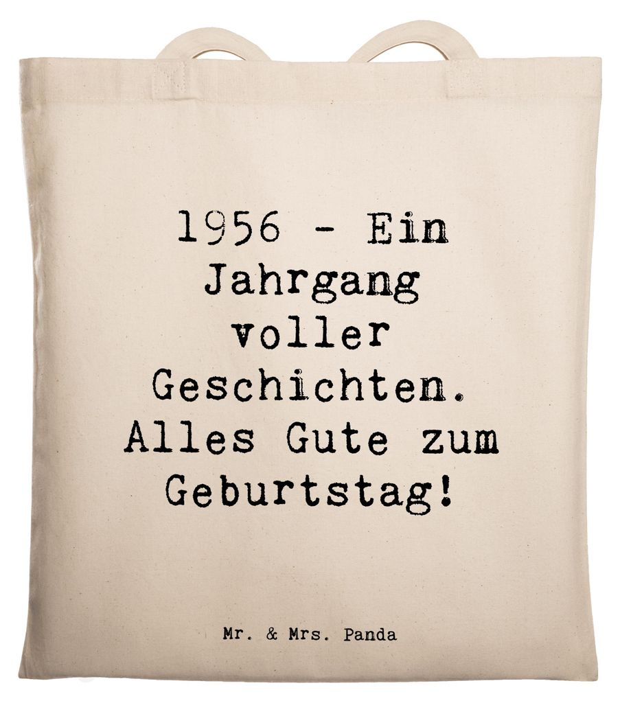 Mr. & Mrs. Panda Tote Bag Spruch 1956 Geburtstag - Weiß - Geschenk, Feier, tragetasche baumwolle, Jutebeutel, Erinnerung, Nostalgie, canvas tasche...