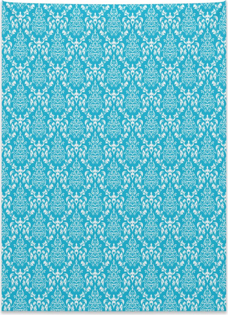 Abakuhaus Blau und weiß Wandteppich, Venetianischer Damast aus Weiches Mikrofaser Stoff Kein Verblassen Klare Farben Waschbar, 110 x 150 cm, Himme...