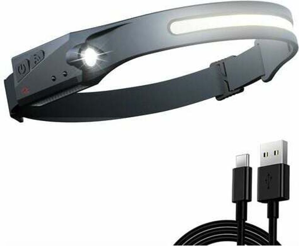 Wiederaufladbare LED-Stirnlampe, 230°-Sensor-Stirnlampe, 5 Modi, wasserdichte Licht-Stirnlampe, Stirnlampe für Kinder und Erwachsene, Wandern, La...