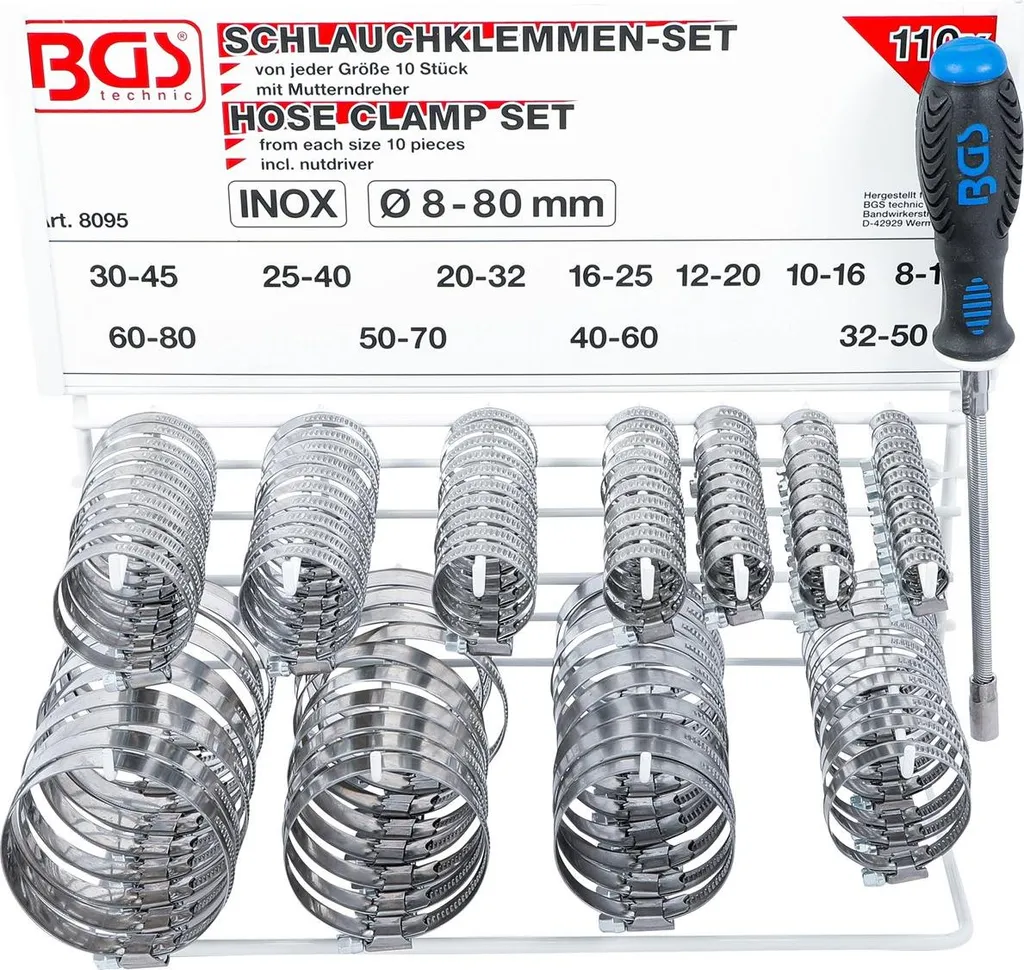 Coffret de Colliers de Serrage Inoxydables 111 Pièces avec Présentoir - 6