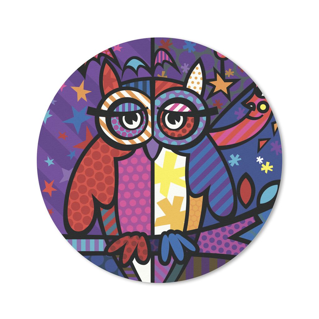 MuchoWow Mauspad Mousepad Eine Illustration einer Eule in der Pop-Art 20x20 cm - Mousepads - Maus Mat - Pad - Mausunterlage - Schreibtischmatte