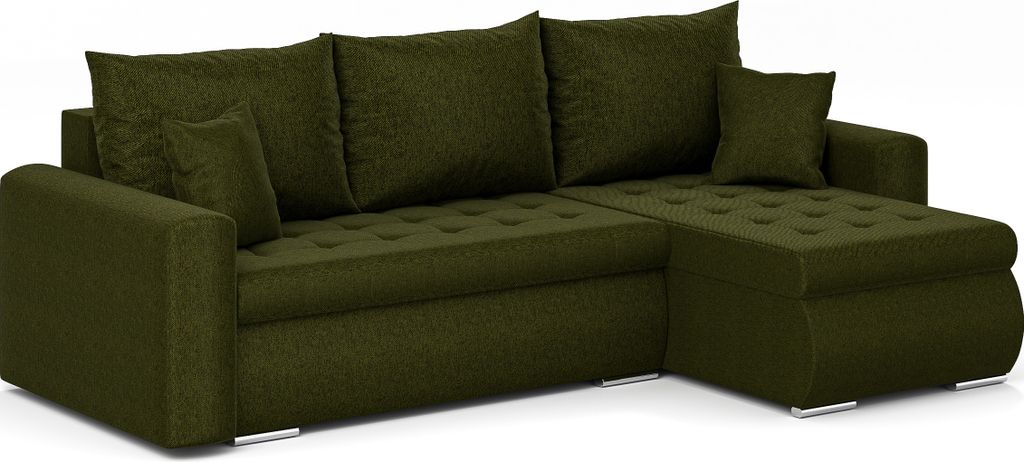 Ecksofa Luis L - Eckcouch L-Form, Sofa Couch, mit Schlaffunktion, Bettkasten, Kissen und Steppung, Polstermöbel, RECHTS Neve 39