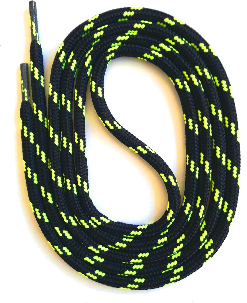 SNORS Sicherheitssenkel rund - SCHWARZ / NEONGELB - 5mm - 150cm