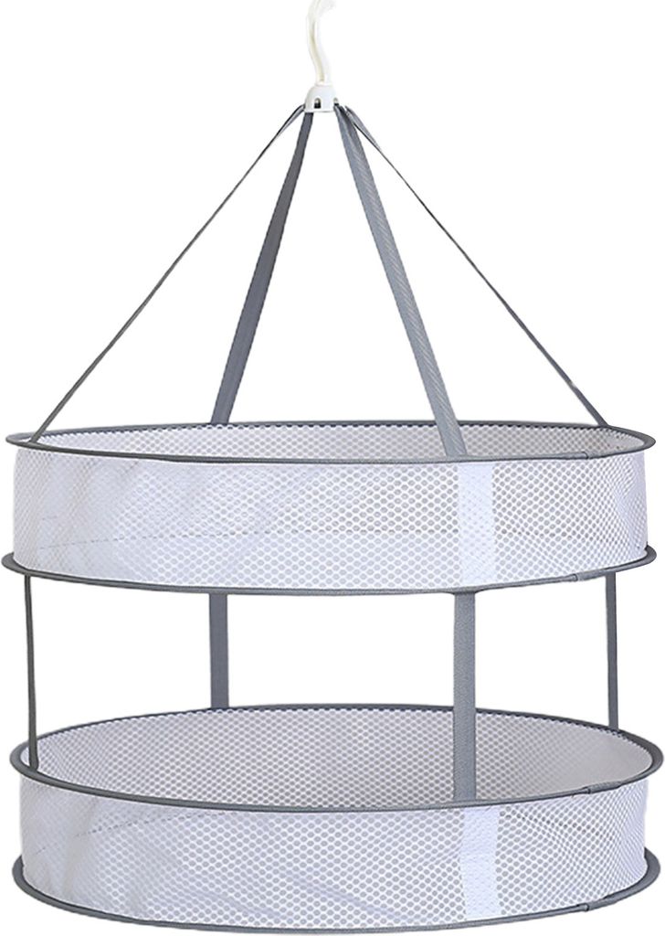 1/2 Schicht Wäschetrocknerkorb mit hängenden Haken Fine Mesh Polyester Haushaltstücher Babypullover trockenes Rack für Zuhause-E